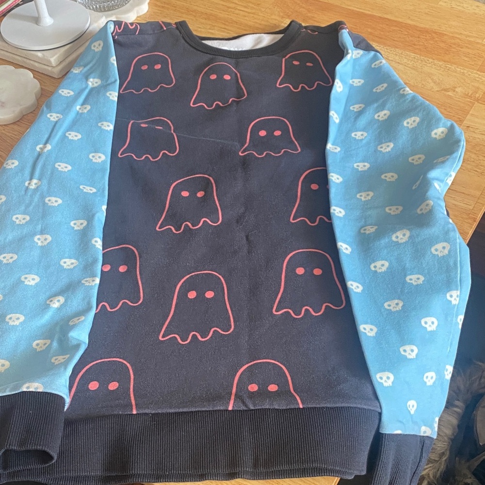 Rags to Raches Ghost Print Dress - Black and Blue
